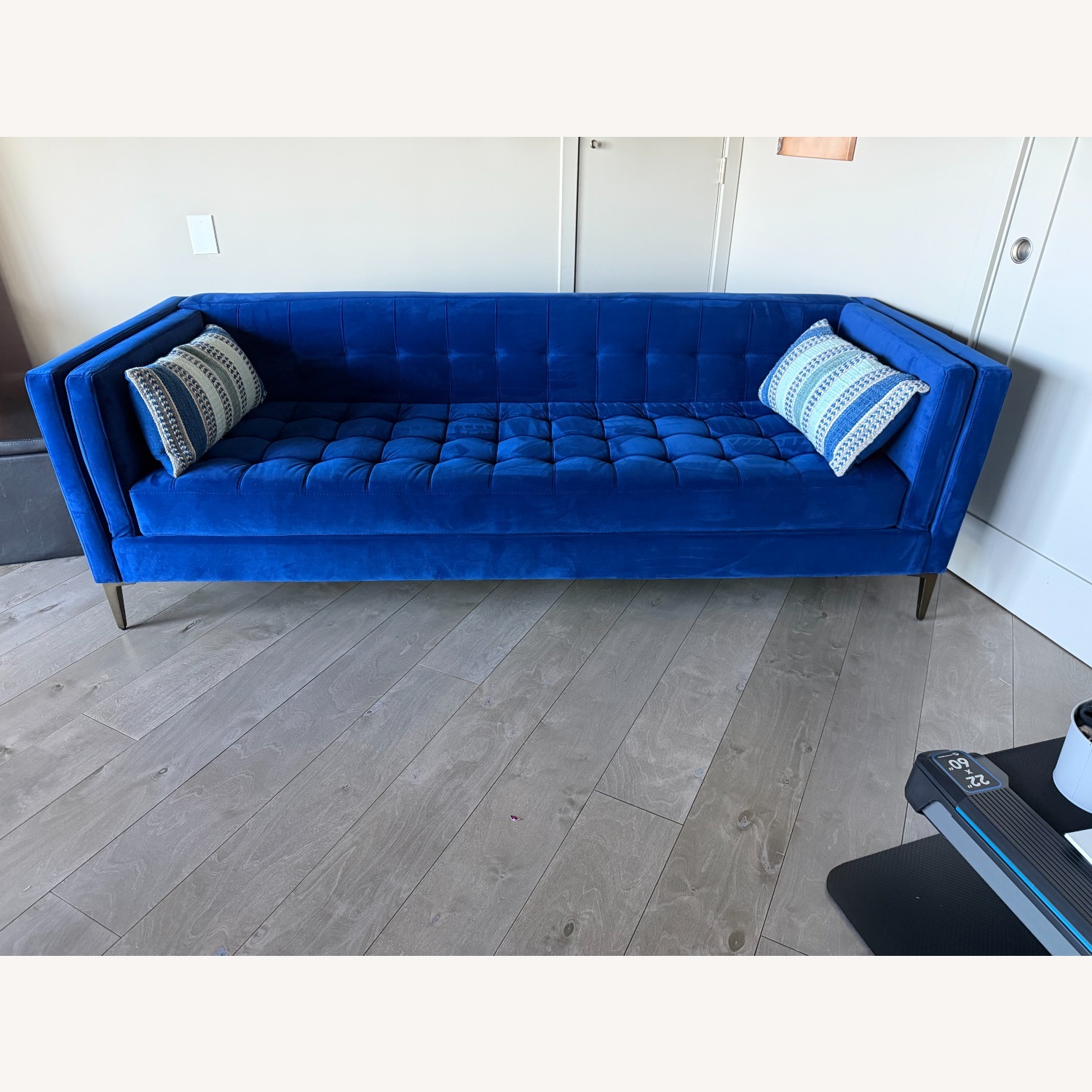 Living Spaces Wesley III Cobalt Velvet Sofa - image-3