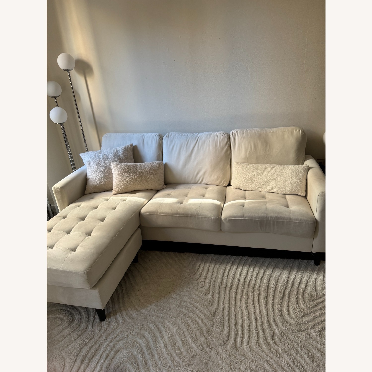 Raymour & Flanigan White-Cream Sofa - image-3