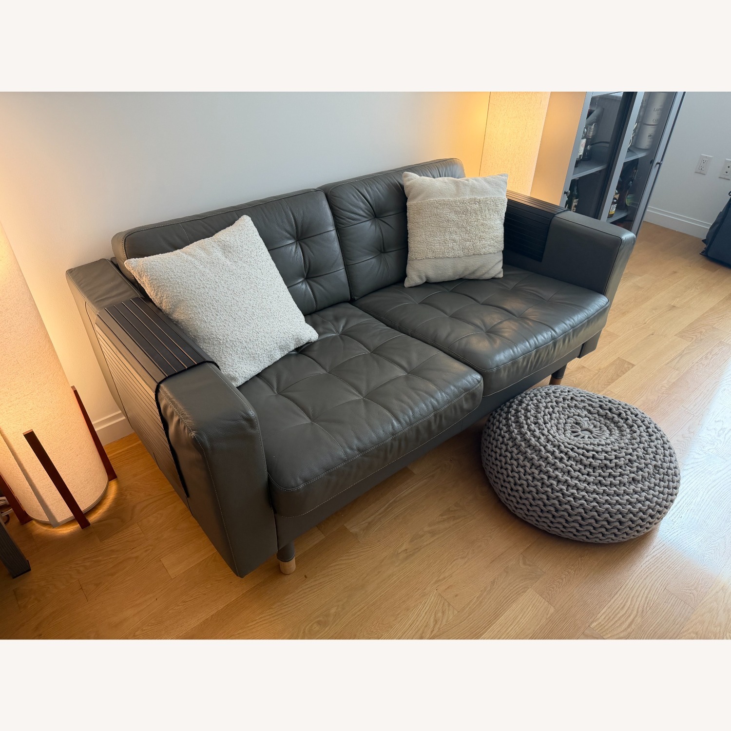 IKEA Morabo Dark Gray Faux Leather 2 Seater Sofa - image-1