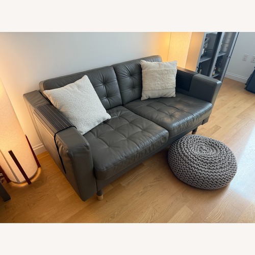 Used IKEA Morabo Dark Gray Faux Leather 2 Seater Sofa for sale on AptDeco