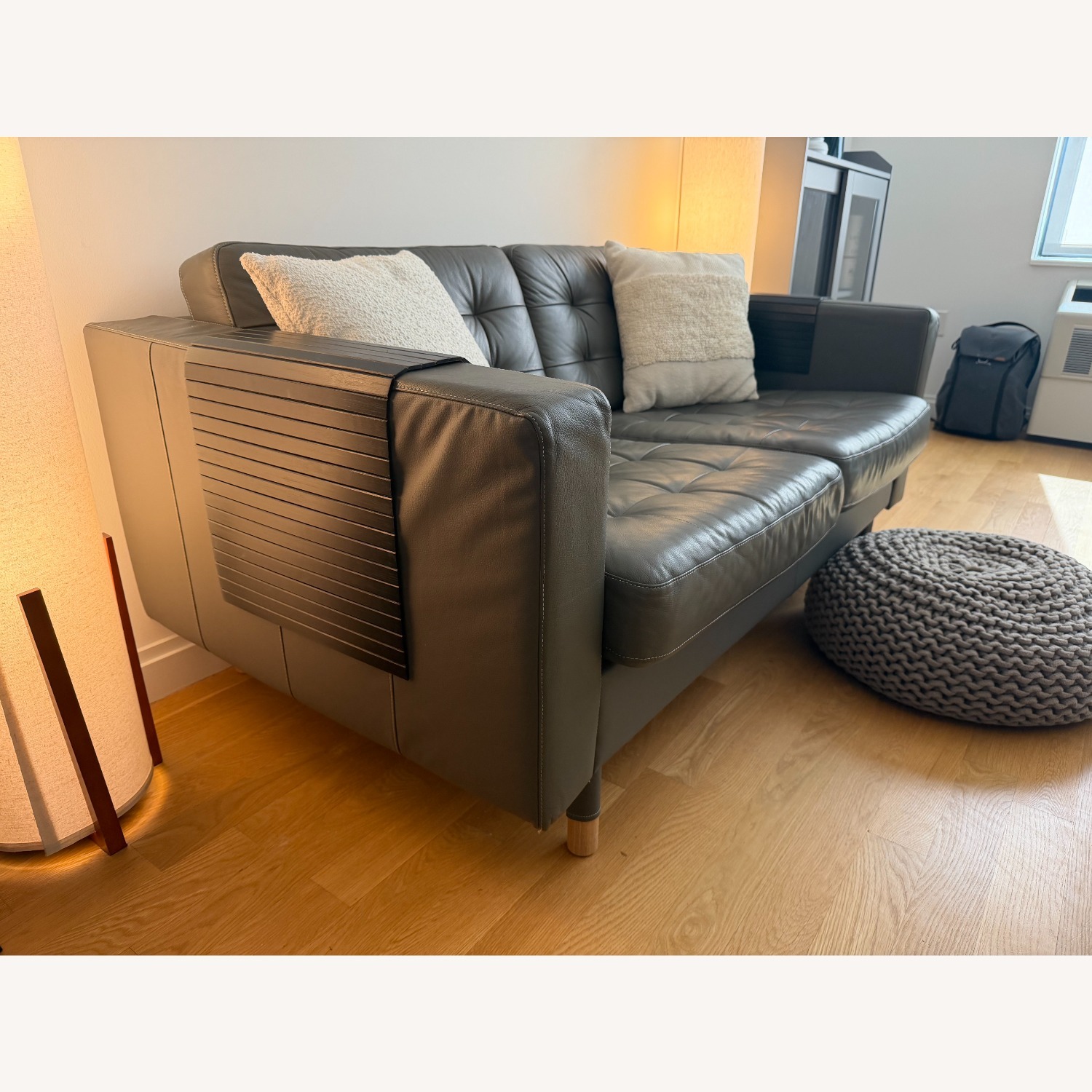 IKEA Morabo Dark Gray Faux Leather 2 Seater Sofa - image-2