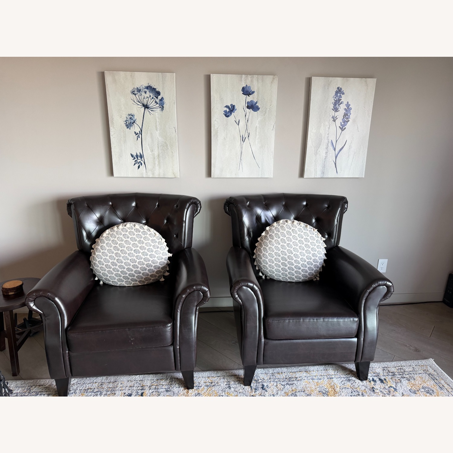 Wayfair Tufted Faux Leather Club Chairs Pair - image-1