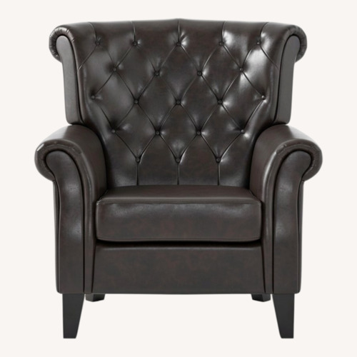 Used Wayfair Tufted Faux Leather Club Chairs Pair for sale on AptDeco