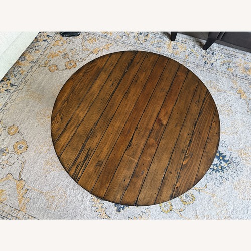 Used Round Industrial Coffee Table Reclaimed Wood for sale on AptDeco