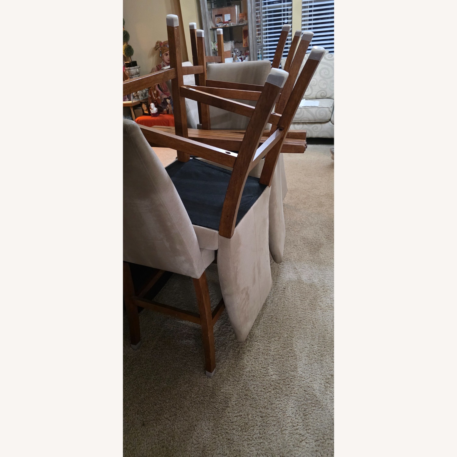 Granite Top Dining Table with 6 Worn Used Chairs - image-3