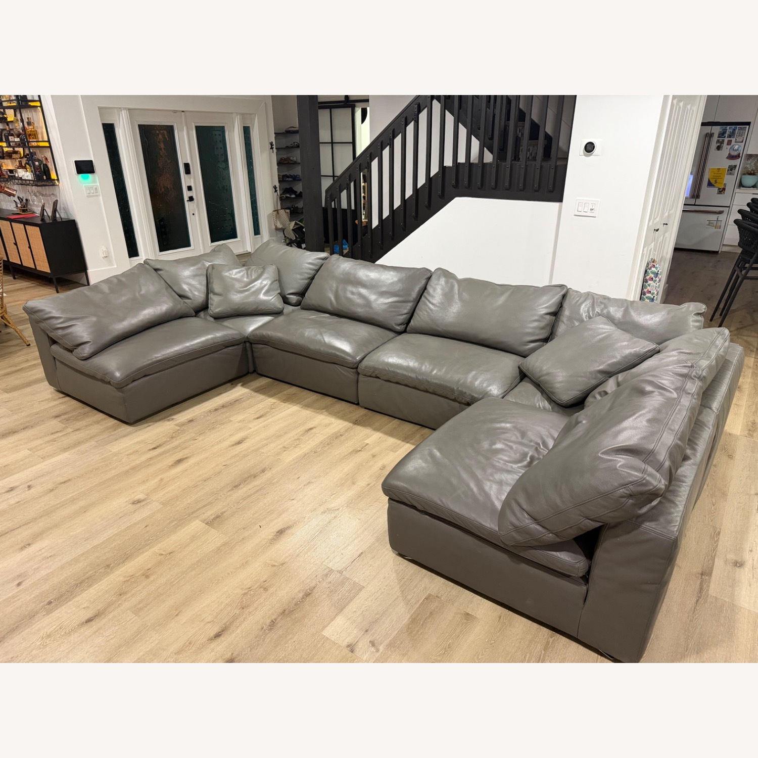 Restoration Hardware Cloud Classic Leather Sectional 6 Pieces - image-2