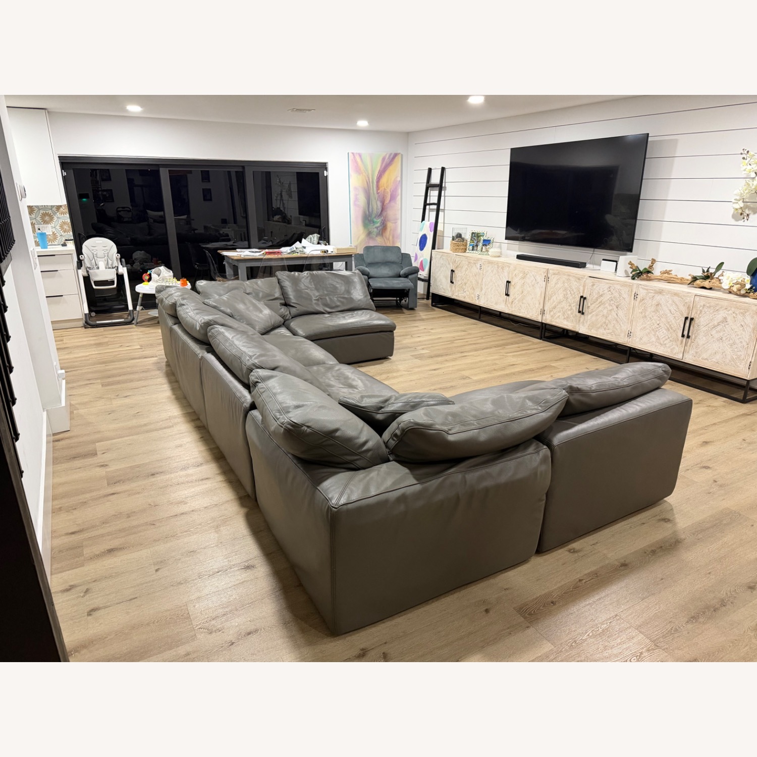 Restoration Hardware Cloud Classic Leather Sectional 6 Pieces - image-4