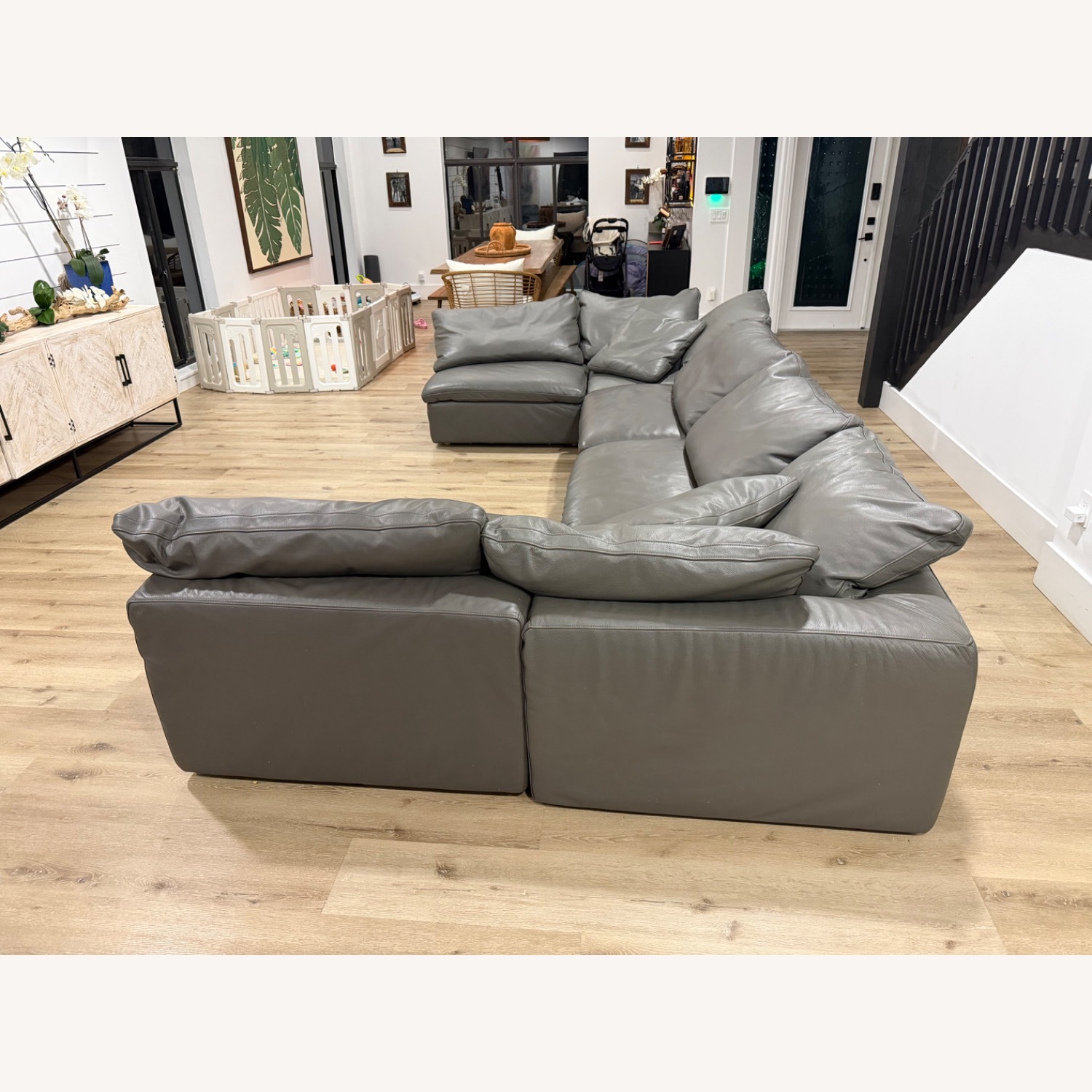 Restoration Hardware Cloud Classic Leather Sectional 6 Pieces - image-3