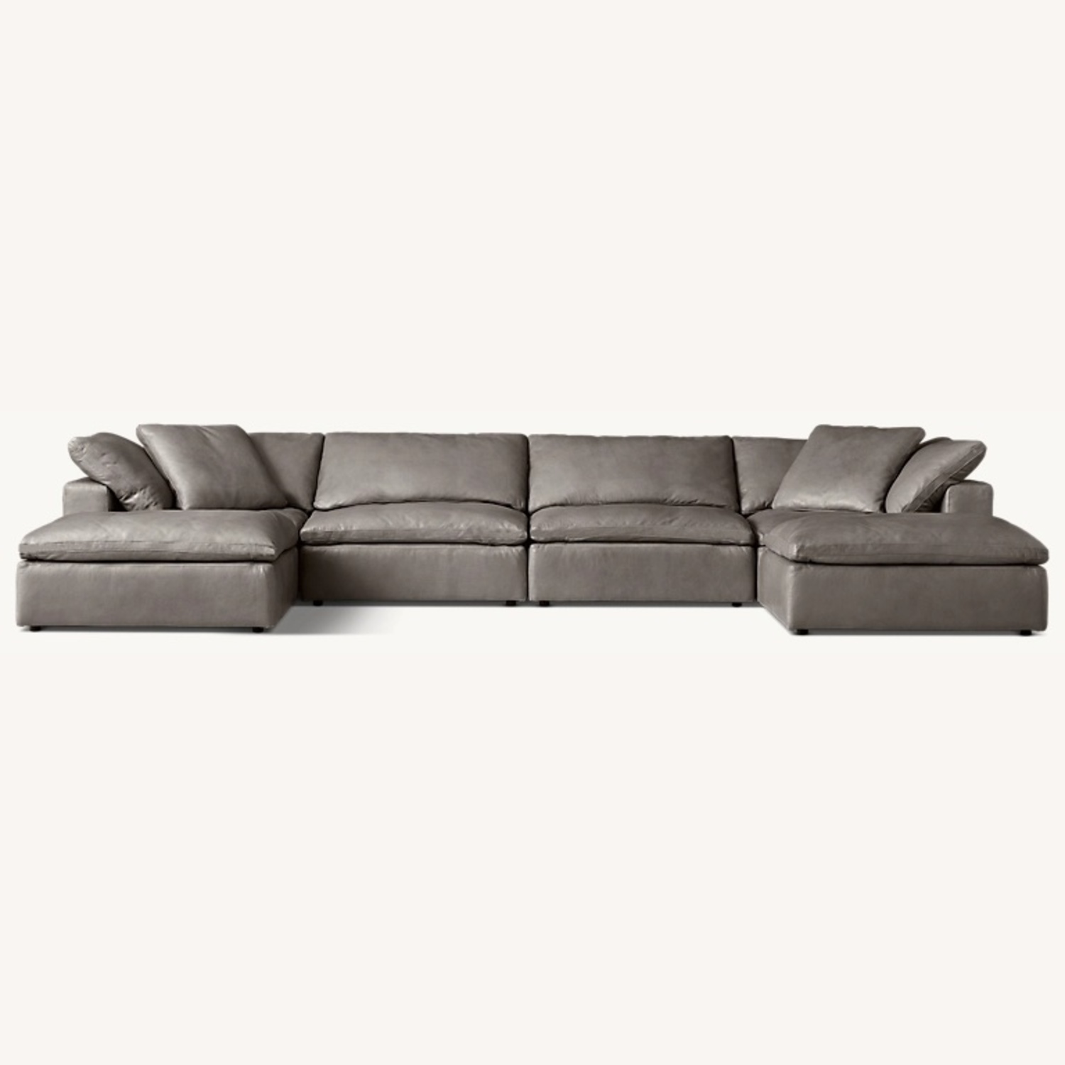 Restoration Hardware Cloud Classic Leather Sectional 6 Pieces - image-7
