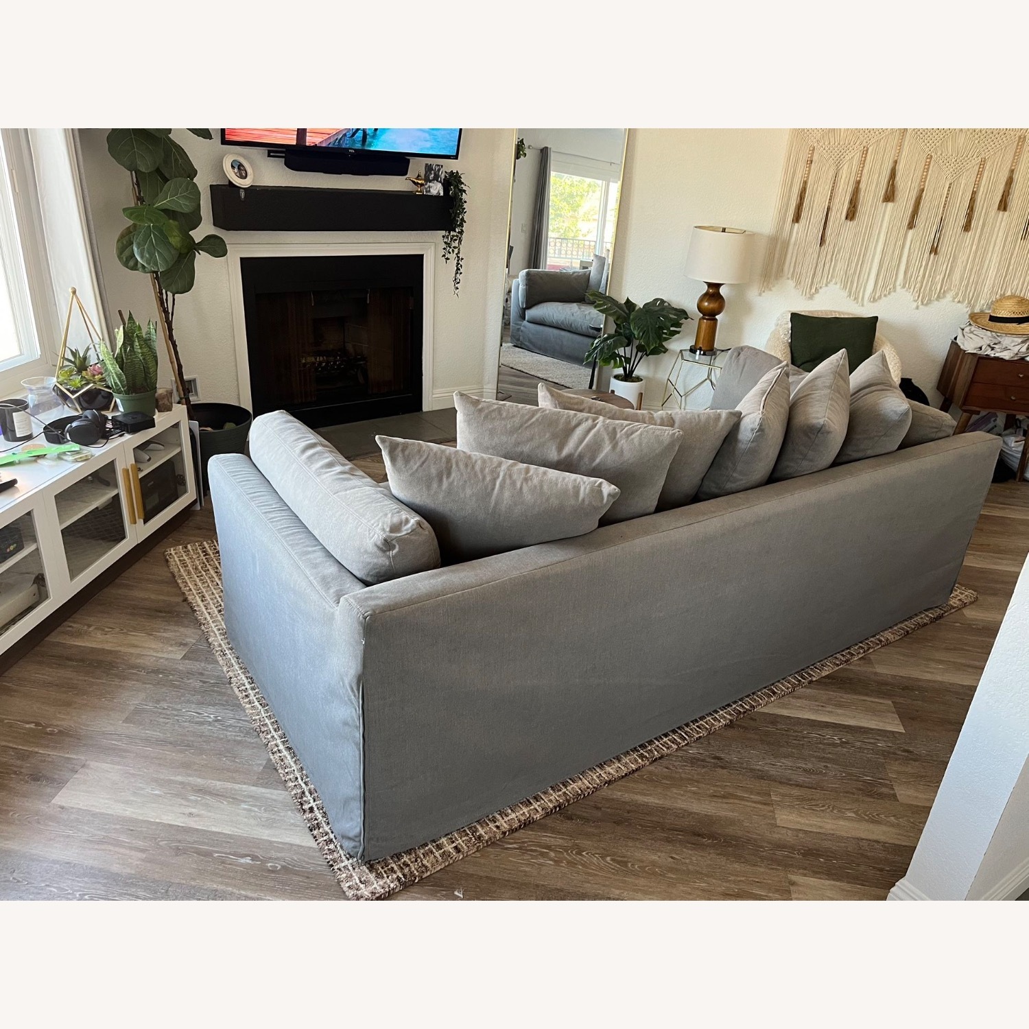 Lamps Plus Chateau Gray Fabric 3+ Sofa slip cover - image-4