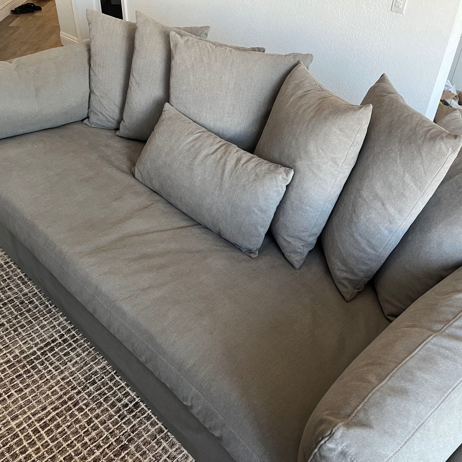 Lamps Plus Chateau Gray Fabric 3+ Sofa slip cover - image-3