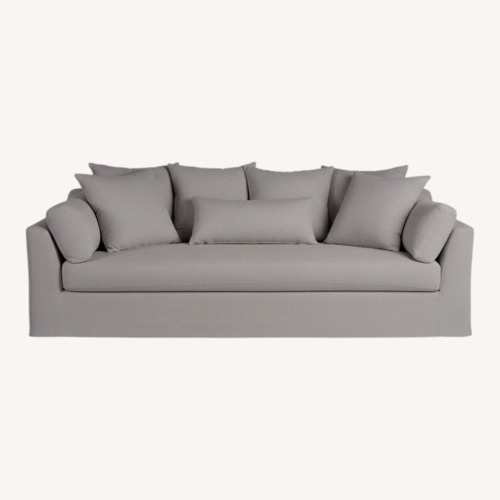 Used Lamps Plus Chateau Gray Fabric 3+ Sofa slip cover for sale on AptDeco