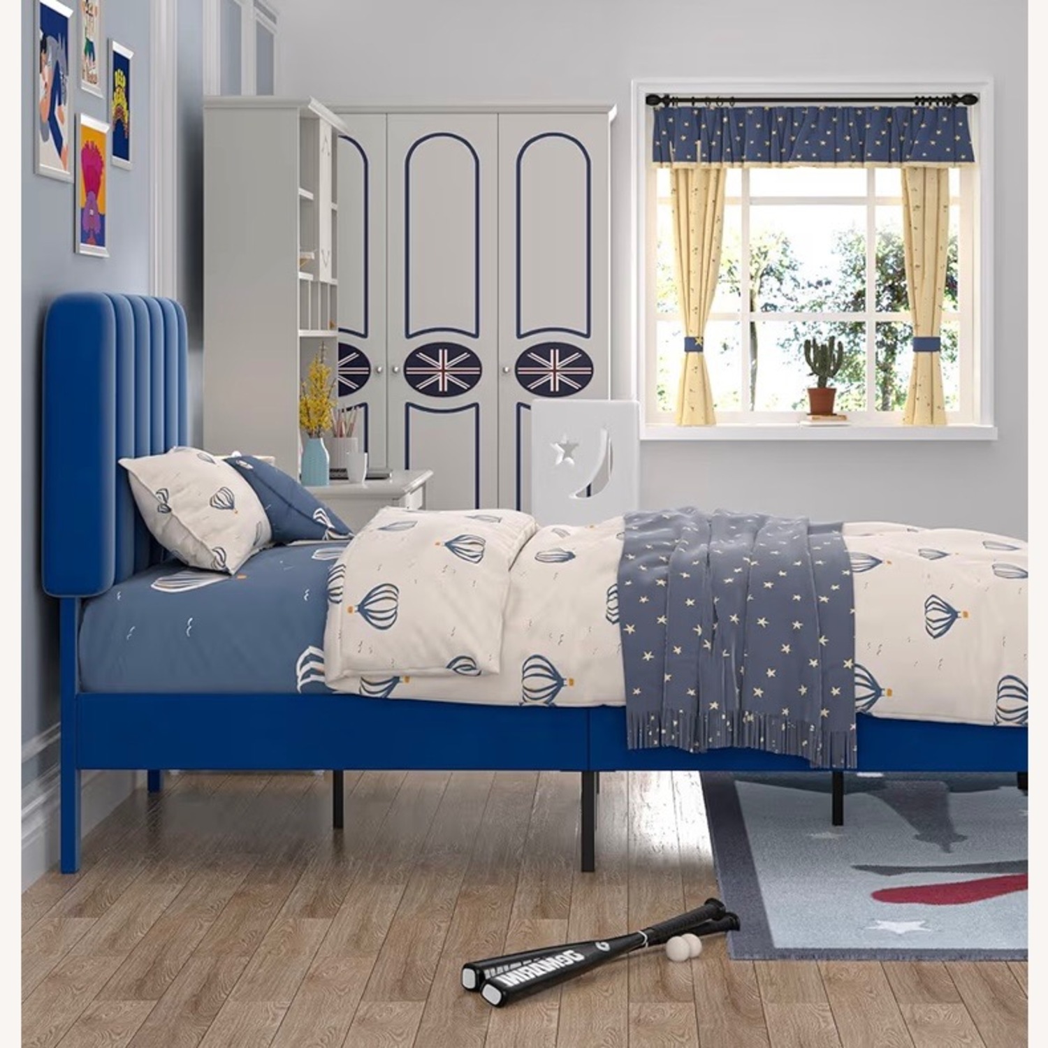 Amazonn Blue Velvet Twin Bed - image-4