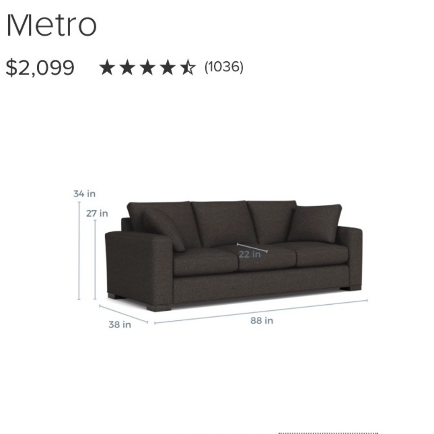 Room & Board Metro 3 Seater Couch  - image-5