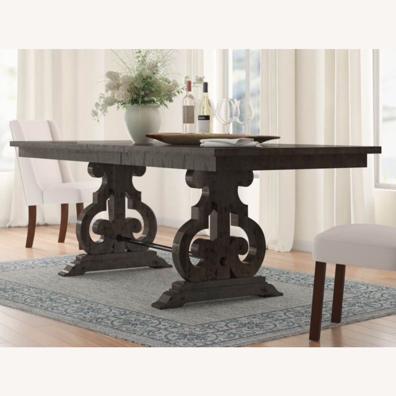 Birch Lane Dark Brown Wood Dining Table - image-9