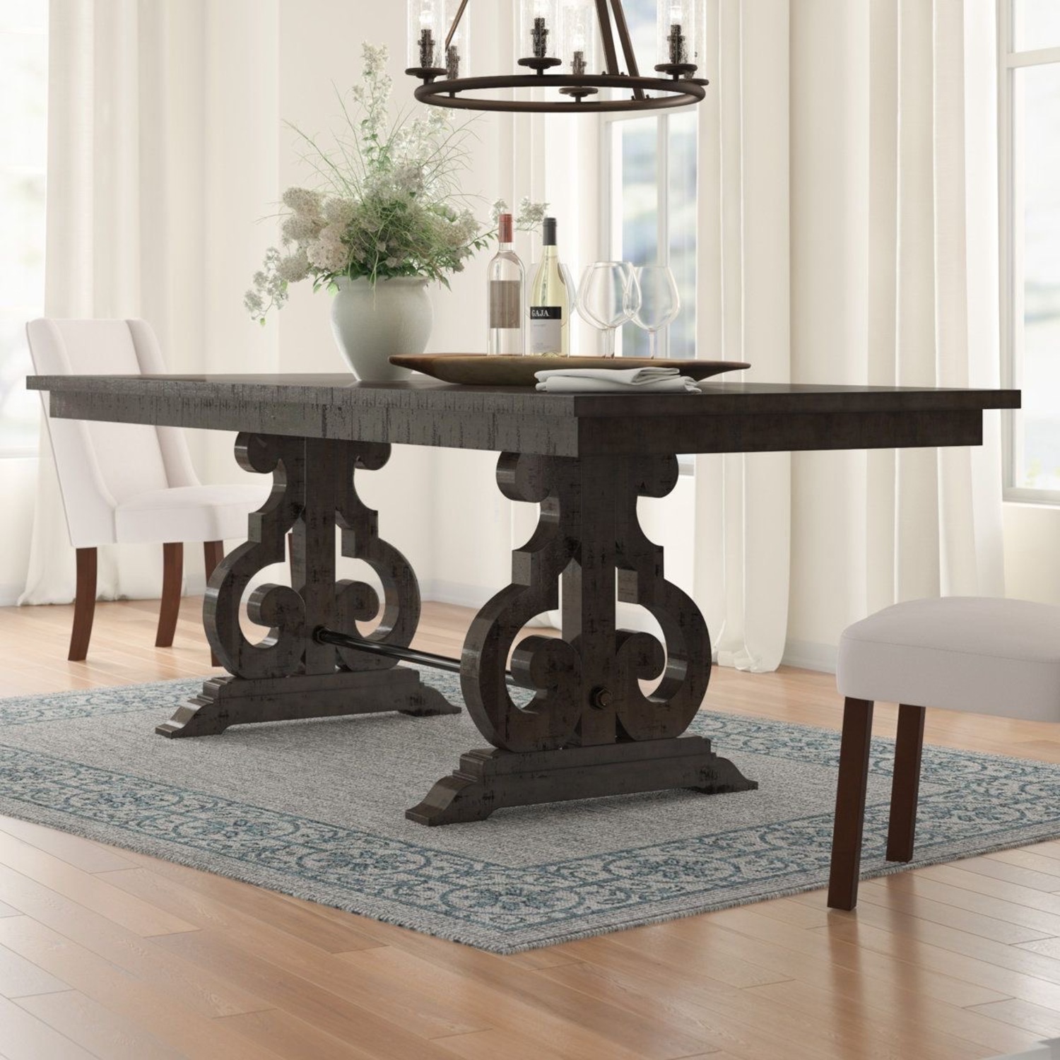 Birch Lane Dark Brown Wood Dining Table - image-5