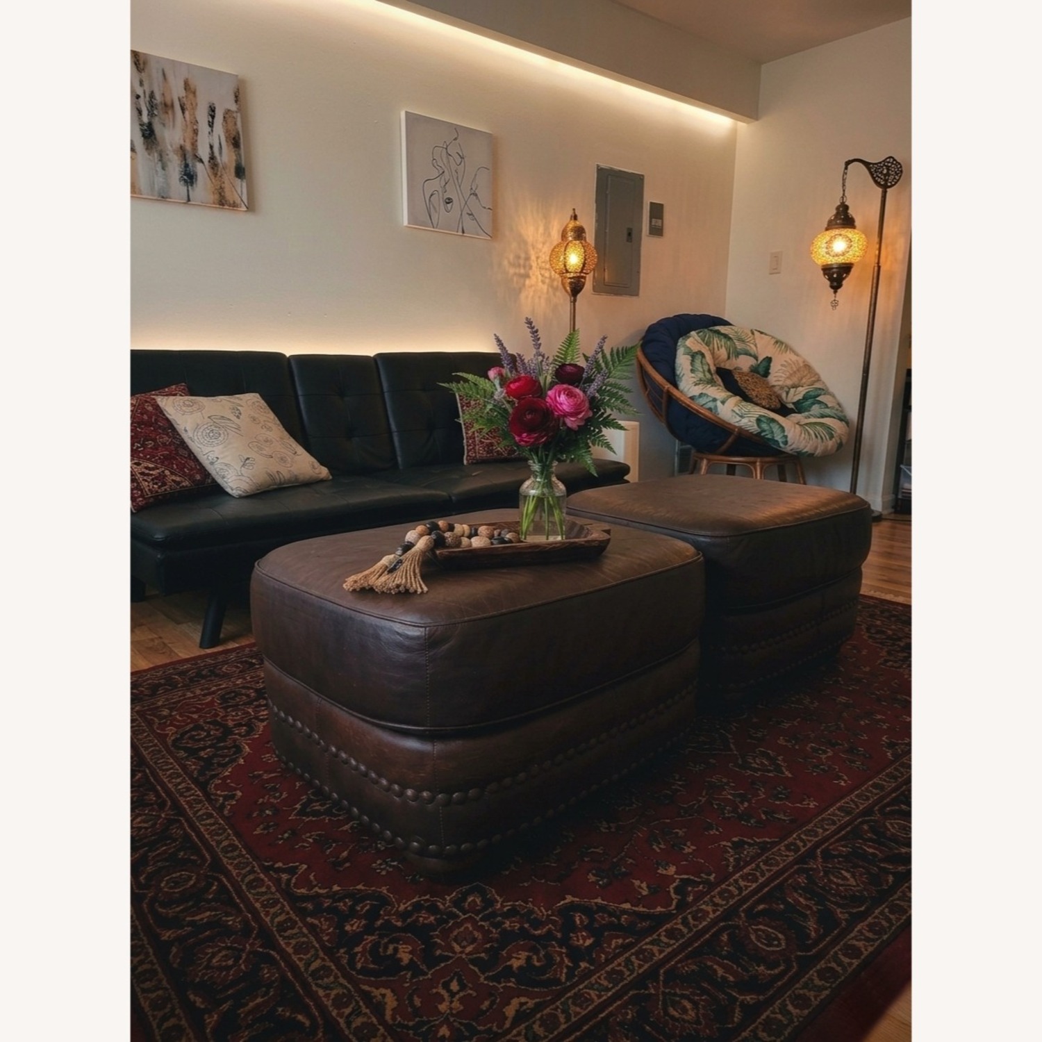 Bernhardt Genuine Leather Ottoman - image-1