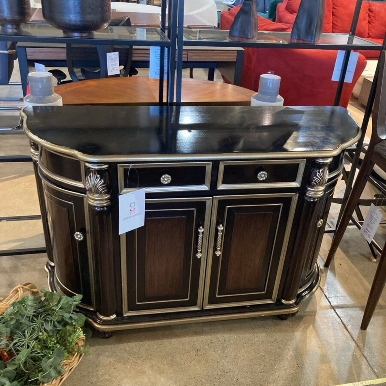 Ornate Leaf Motif Curved Buffet - image-3