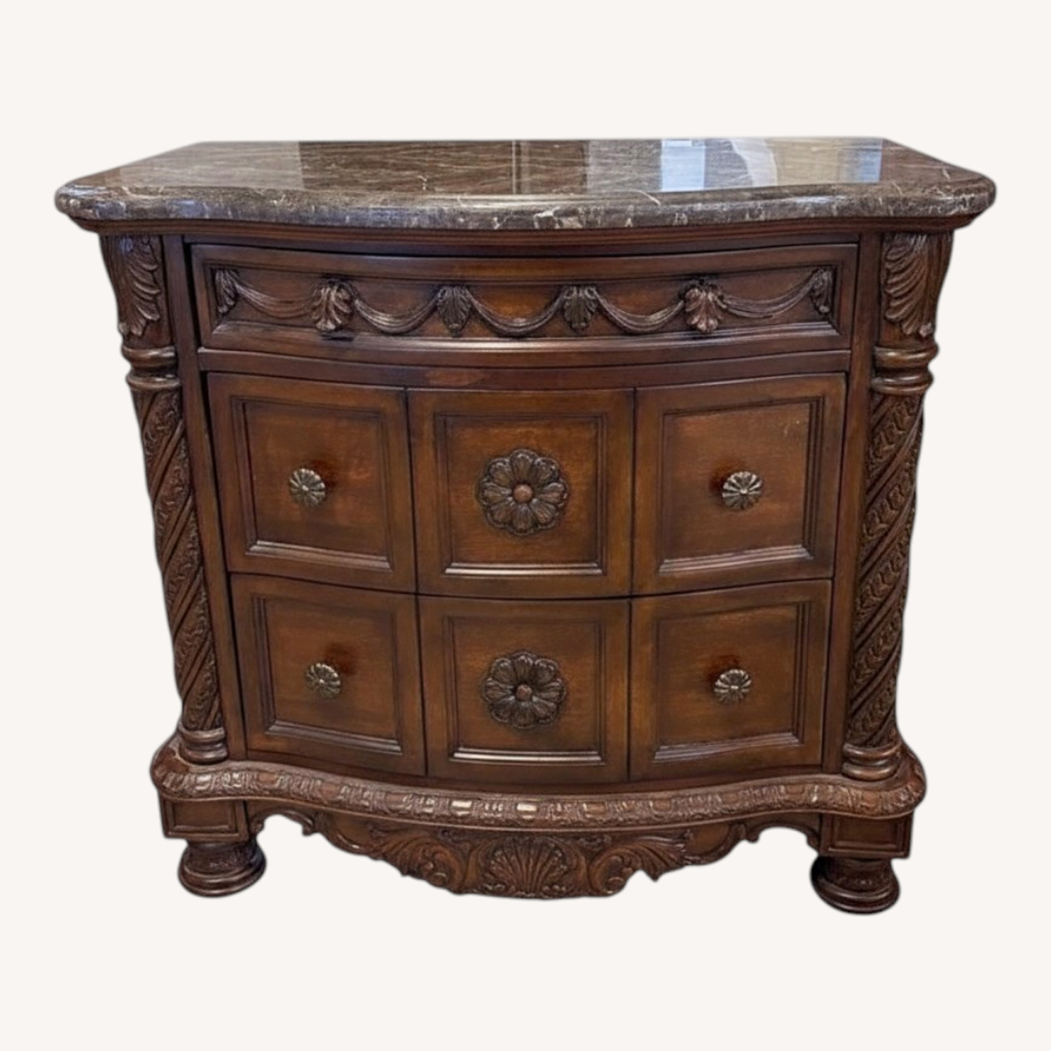 North Shore Marble Top 3-Drawer Nightstand - image-0