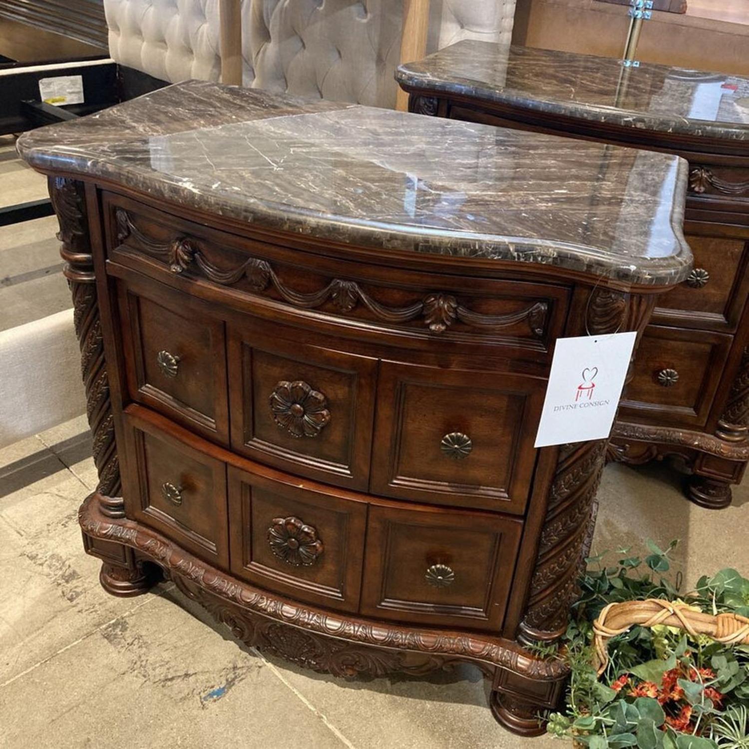 North Shore Marble Top 3-Drawer Nightstand - image-3