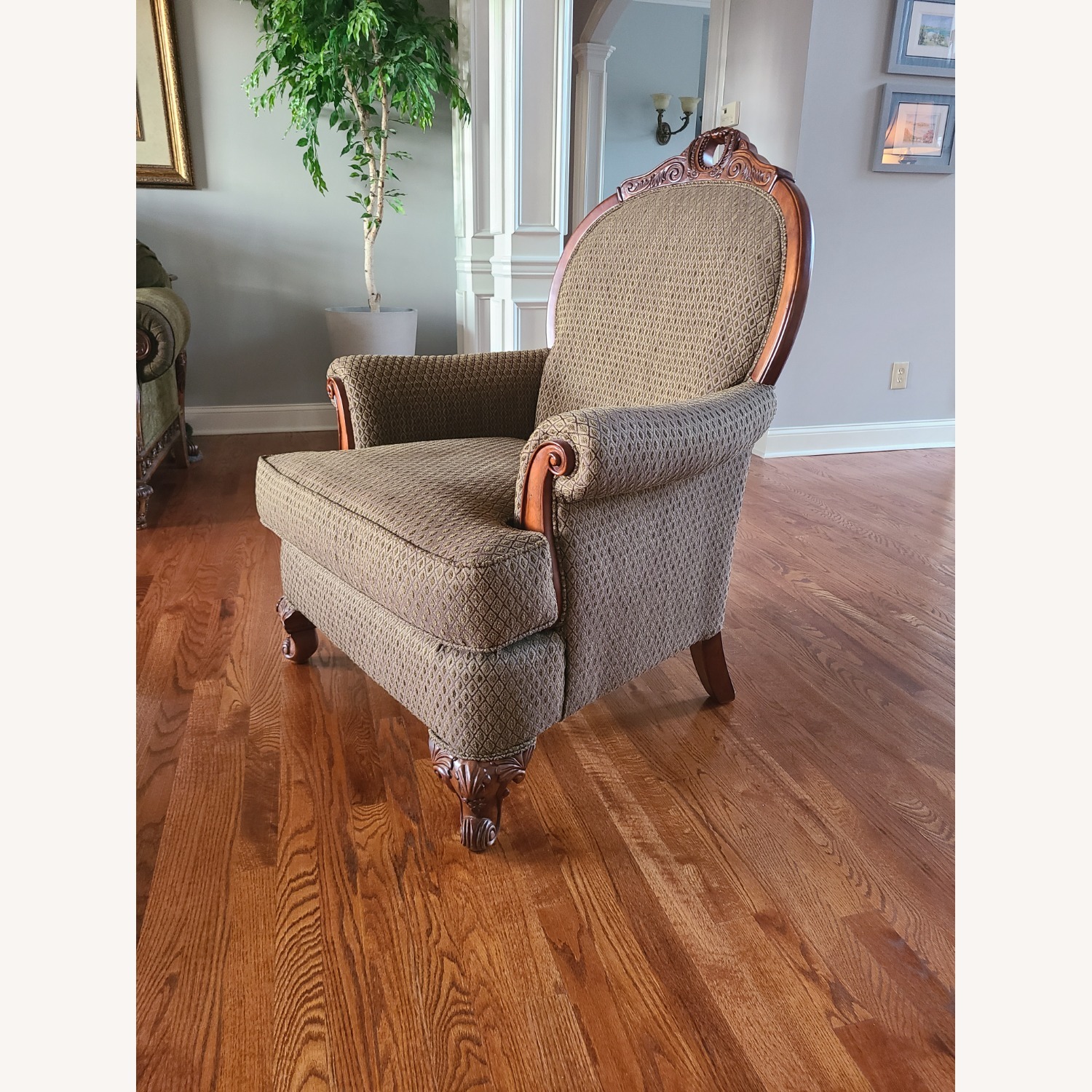 Broyhill Furniture Prestige Green Fabric Armchair - image-3