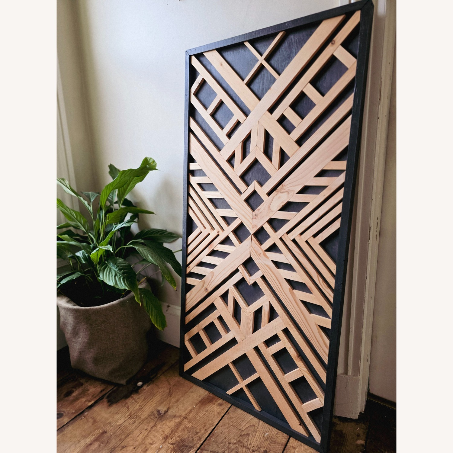 Reclaimed Wood Wall Art - Black Frame - image-1