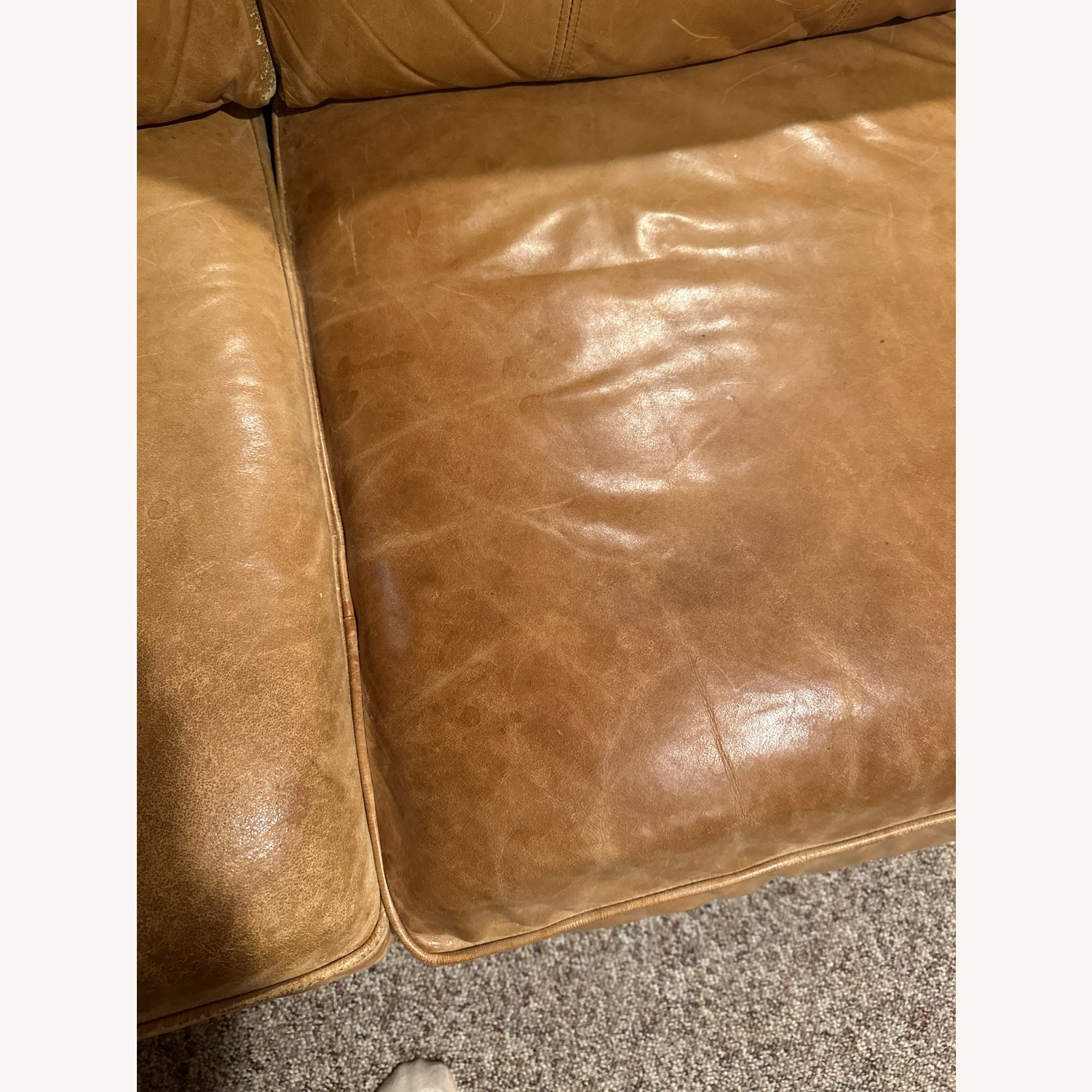 Soft Caramel Leather Loveseat - image-4