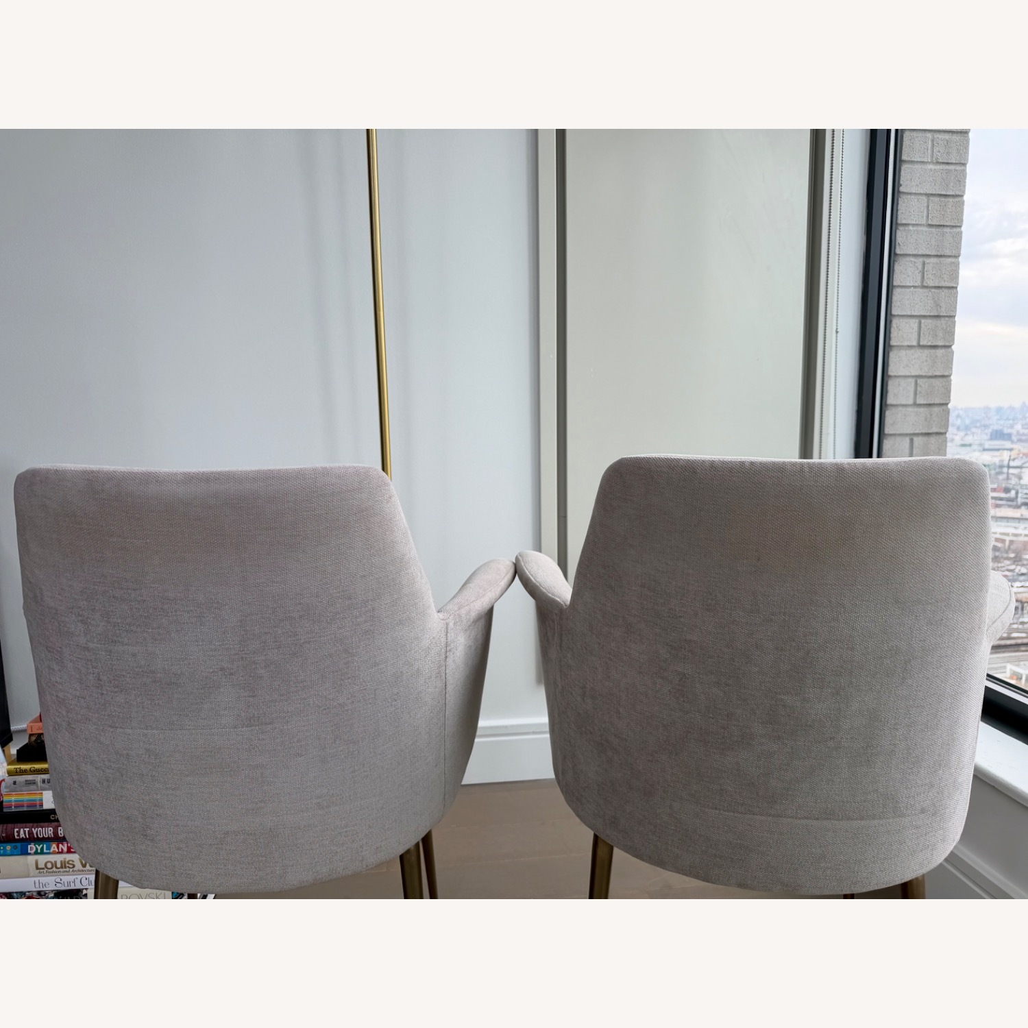 West Elm Finley Light Gray Velvet Dining Chairs - image-4