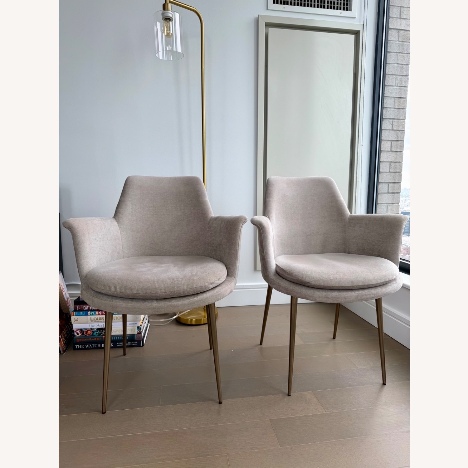 West Elm Finley Light Gray Velvet Dining Chairs - image-1