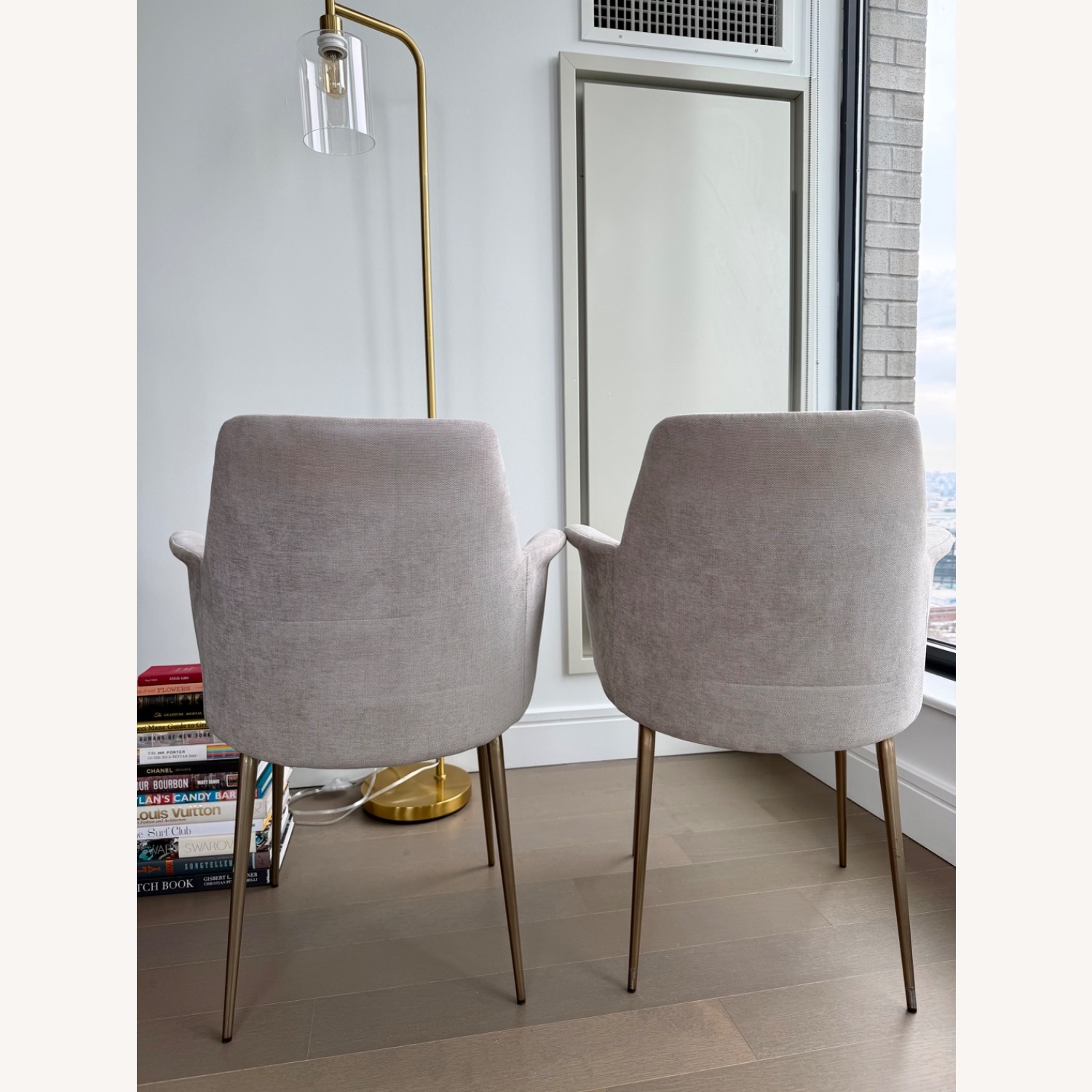 West Elm Finley Light Gray Velvet Dining Chairs - image-3