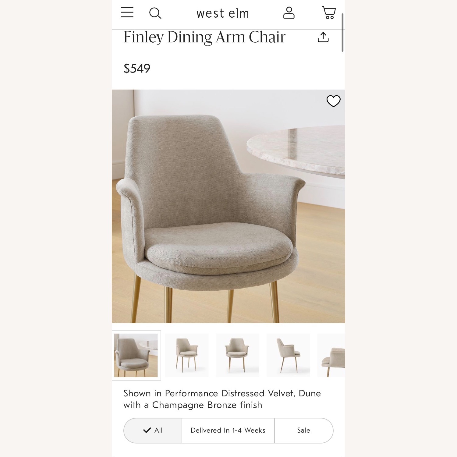 West Elm Finley Light Gray Velvet Dining Chairs - image-5