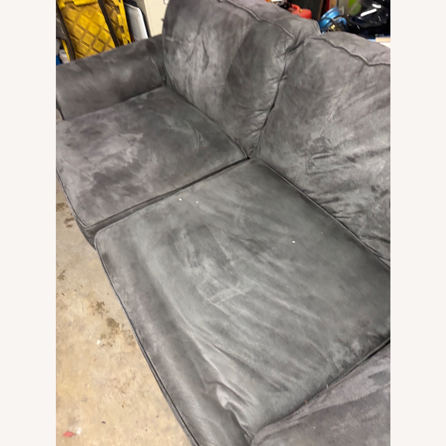 Raymour & Flanigan Dark Gray Suede 3+ Seater Sofa - image-7