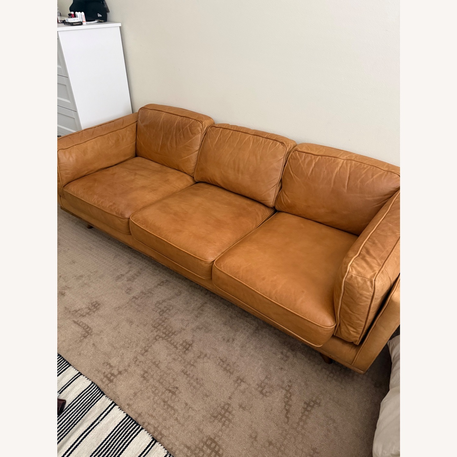 West Elm Zander Dark Brown Leather 3+ Seater Sofa - image-2