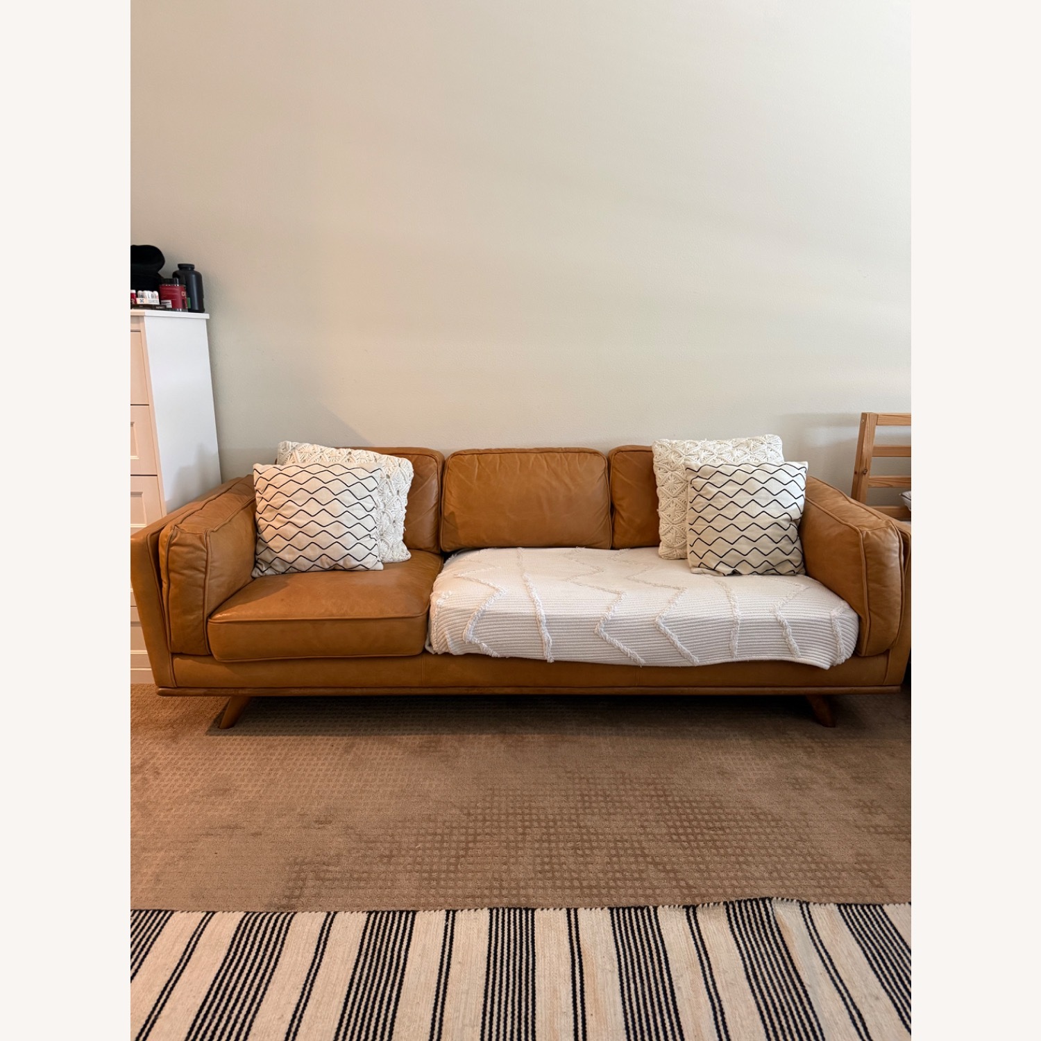 West Elm Zander Dark Brown Leather 3+ Seater Sofa - image-4