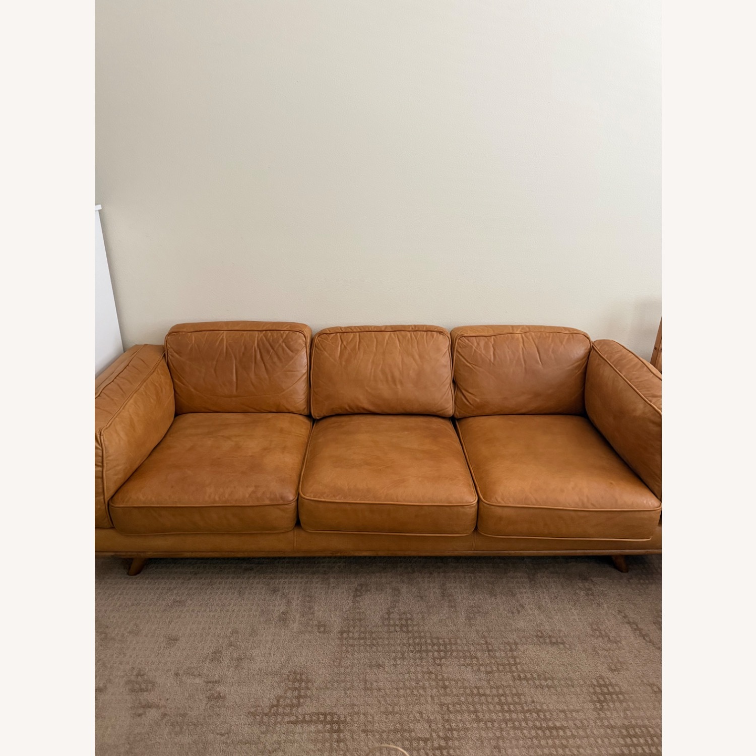 West Elm Zander Dark Brown Leather 3+ Seater Sofa - image-3