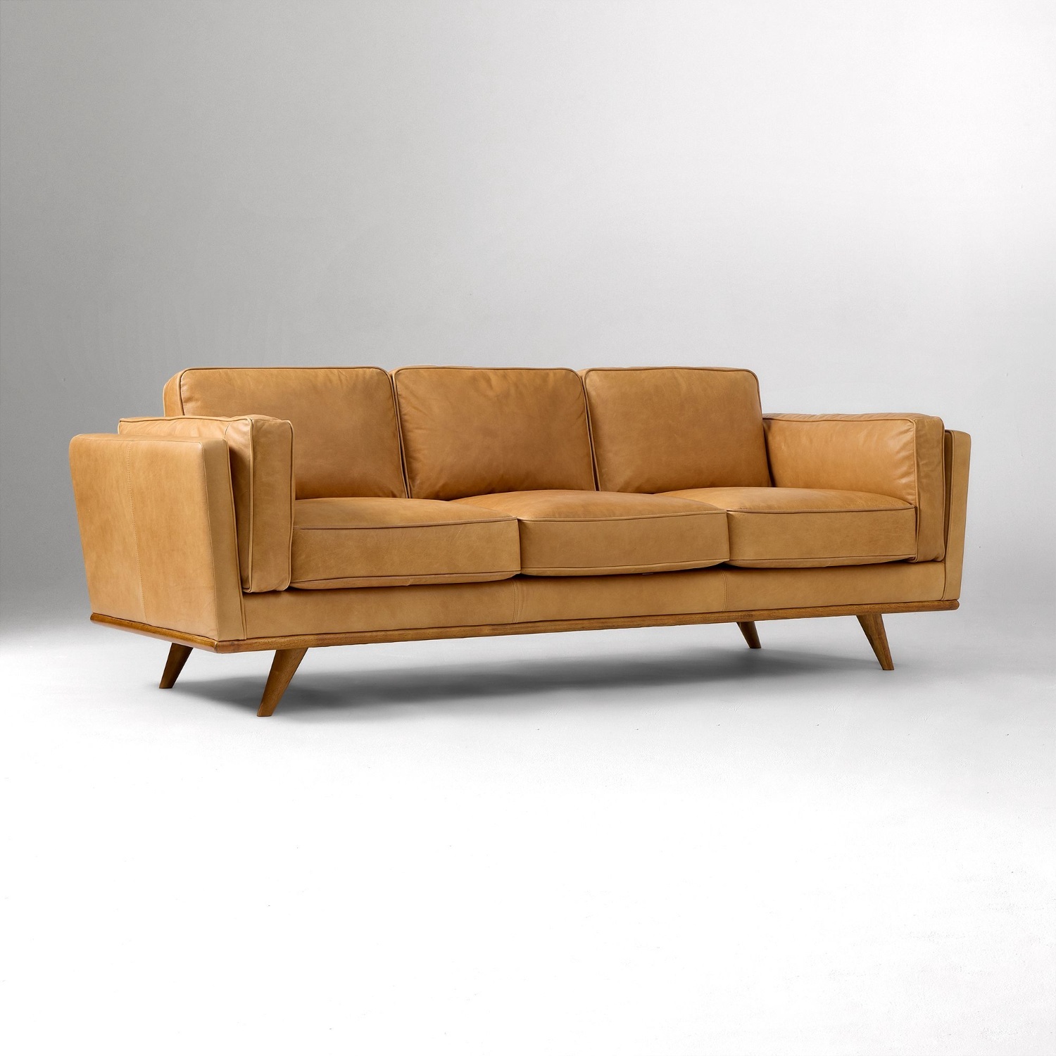 West Elm Zander Dark Brown Leather 3+ Seater Sofa - image-5