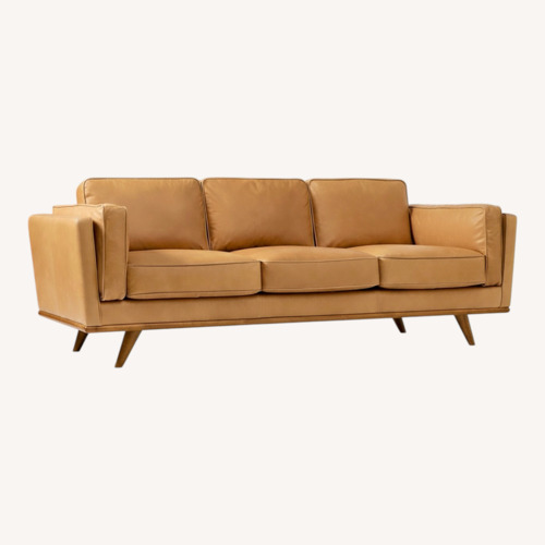 Used West Elm Zander Dark Brown Leather 3+ Seater Sofa for sale on AptDeco