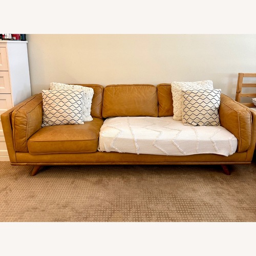Used West Elm Zander Dark Brown Leather 3+ Seater Sofa for sale on AptDeco