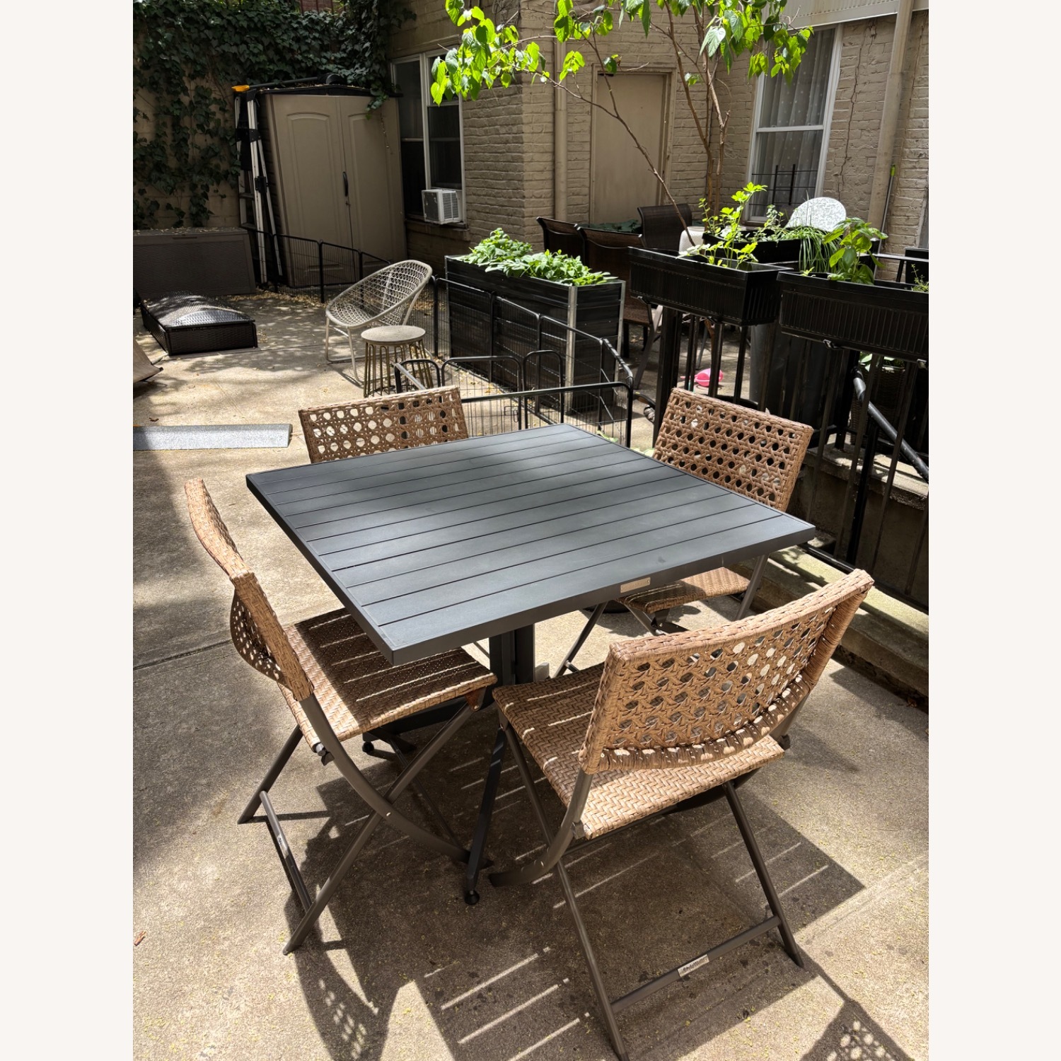 Crate & Barrel Black Metal Patio Furniture - image-2