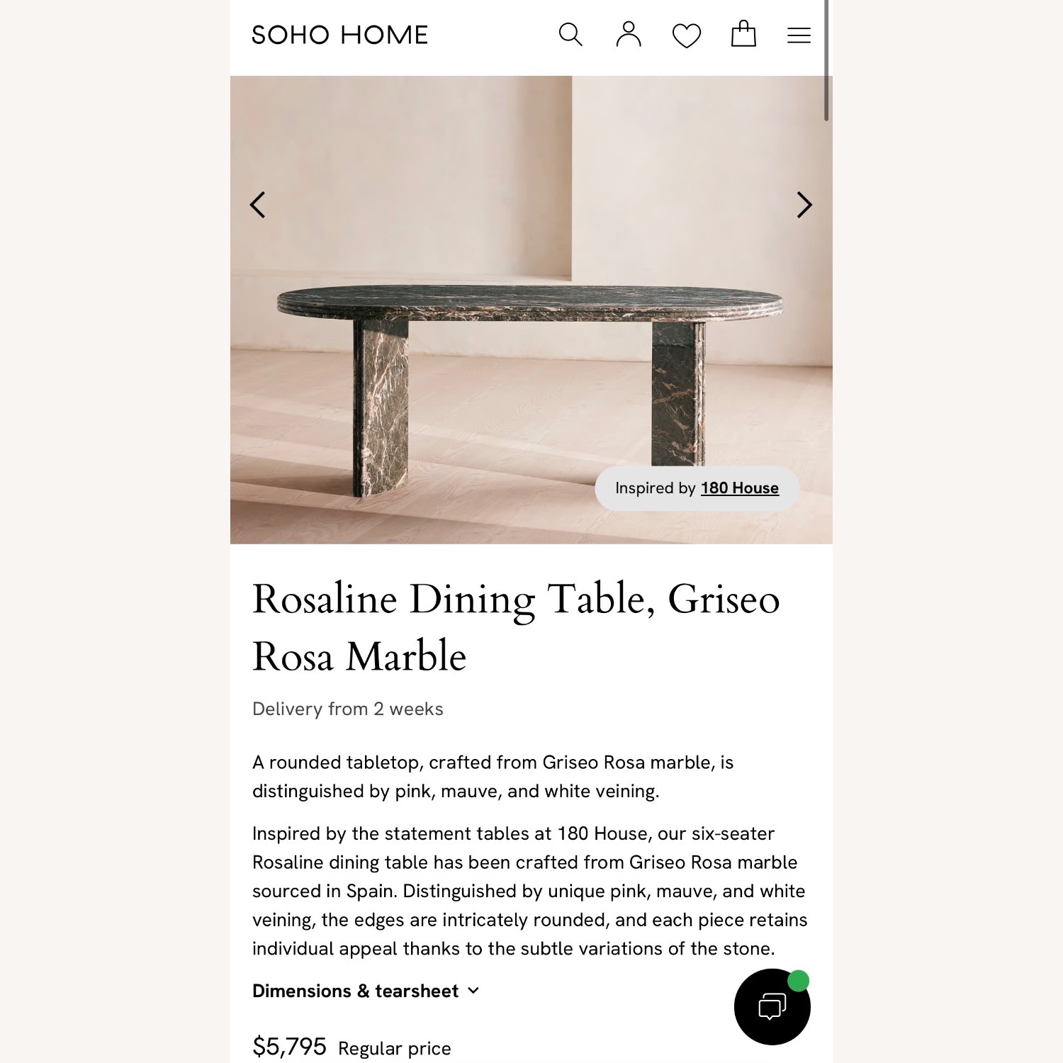 Soho Home Rosaline Black Marble Dining Table - image-7