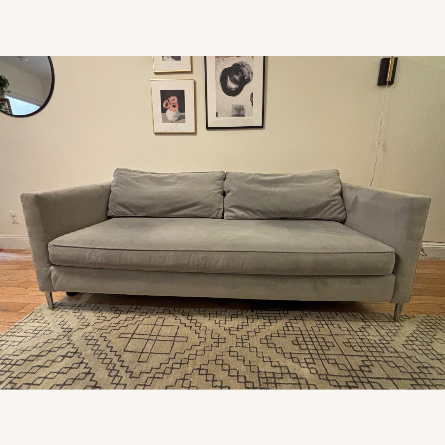 West Elm Silver Velvet 2 Seater Sofa - image-2
