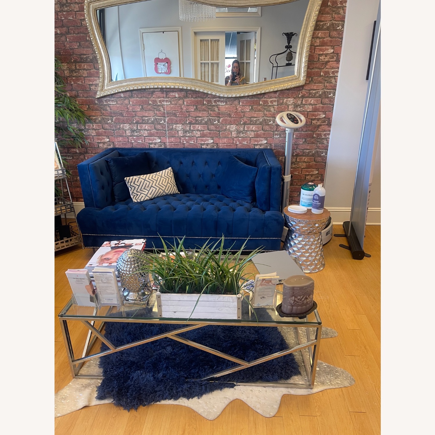 Blue Velvet Loveseat - image-1