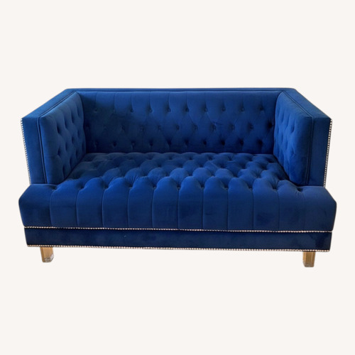 Used Blue Velvet Loveseat for sale on AptDeco
