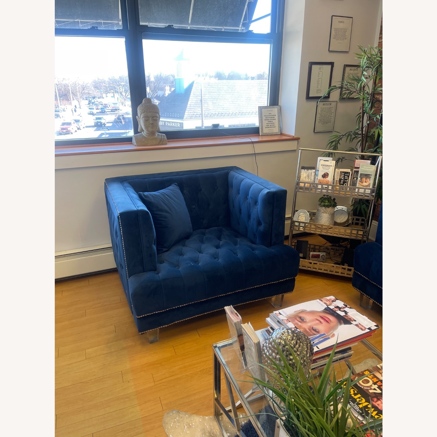 Blue Velvet Accent Chair - image-2