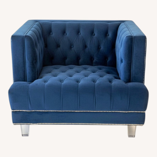Used Blue Velvet Accent Chair for sale on AptDeco