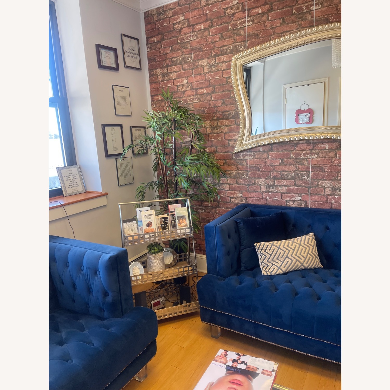 Blue Velvet Accent Chair - image-3