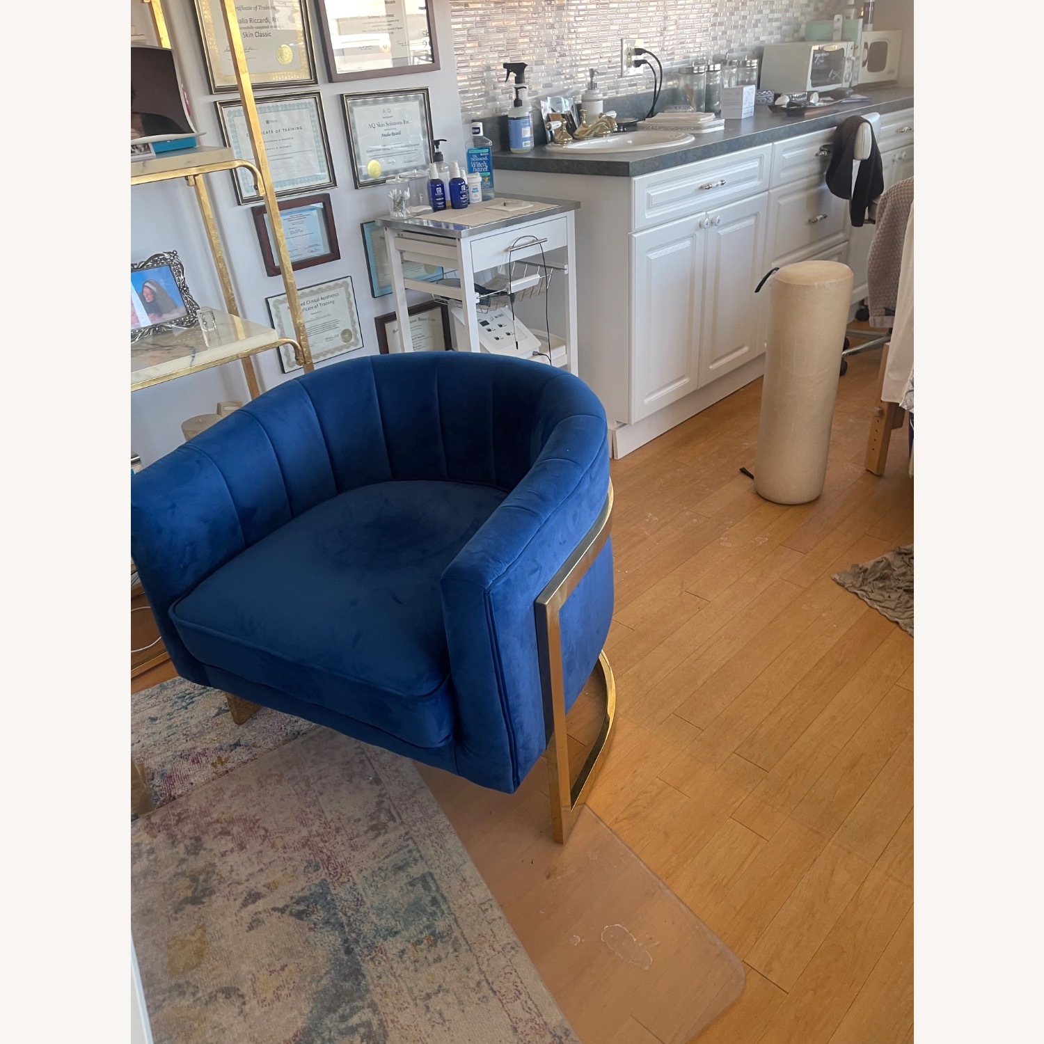 Blue Velvet Accent Chair - image-1