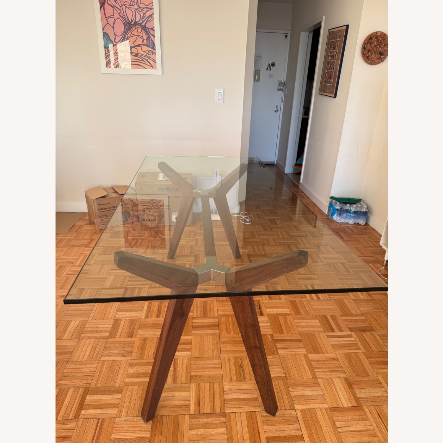 Crate & Barrel Strut Glass Dining Table - image-1