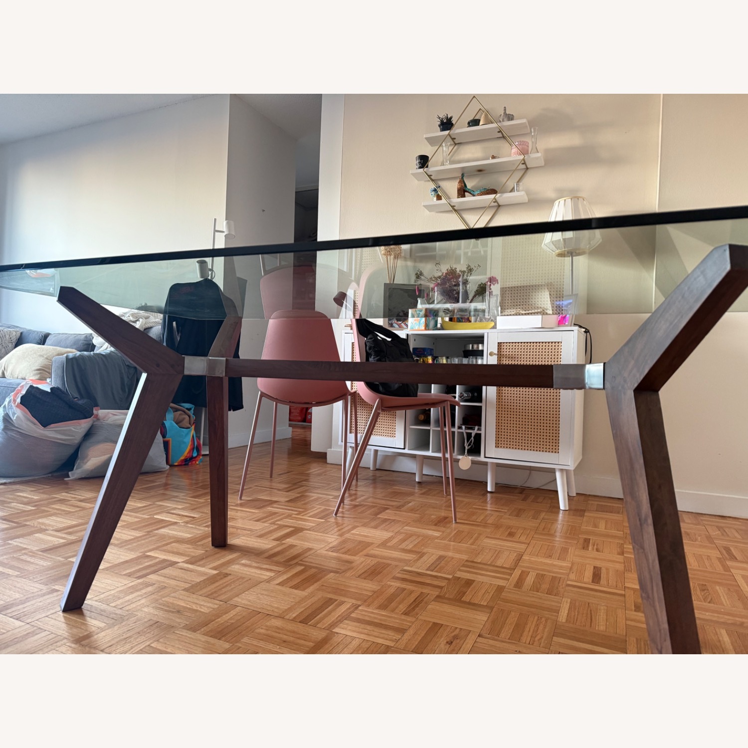 Crate & Barrel Strut Glass Dining Table - image-4
