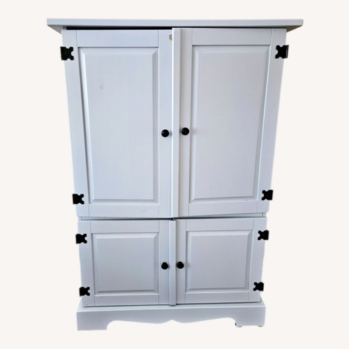 Used Light Gray Wood Armoire for sale on AptDeco